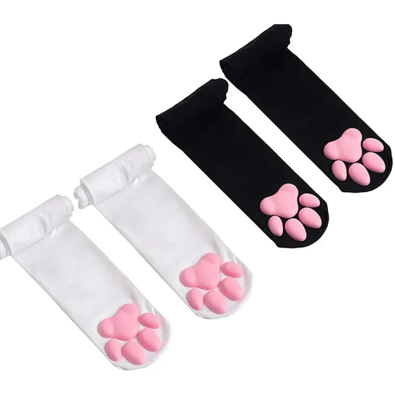 Katze Pfote Pad Socke rosa niedlichen Lolita Oberschenkel hohe Socken für Mädchen Kinder Frauen Cosplay 3D Kätzchen Klaue Strümpfe Calcetines Mujer