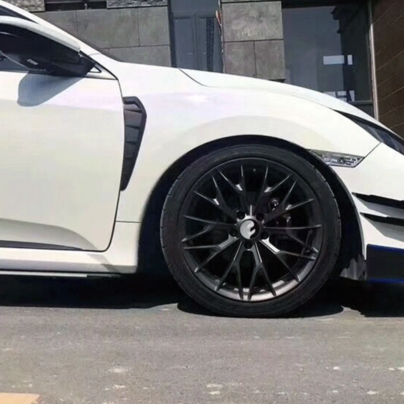 

NEW-4Pcs Car Front Bumper Lip Splitter Fin Long Air Knife Auto Body Kit Car Spoiler For Honda Civic 10TH Type-R 2019-2021