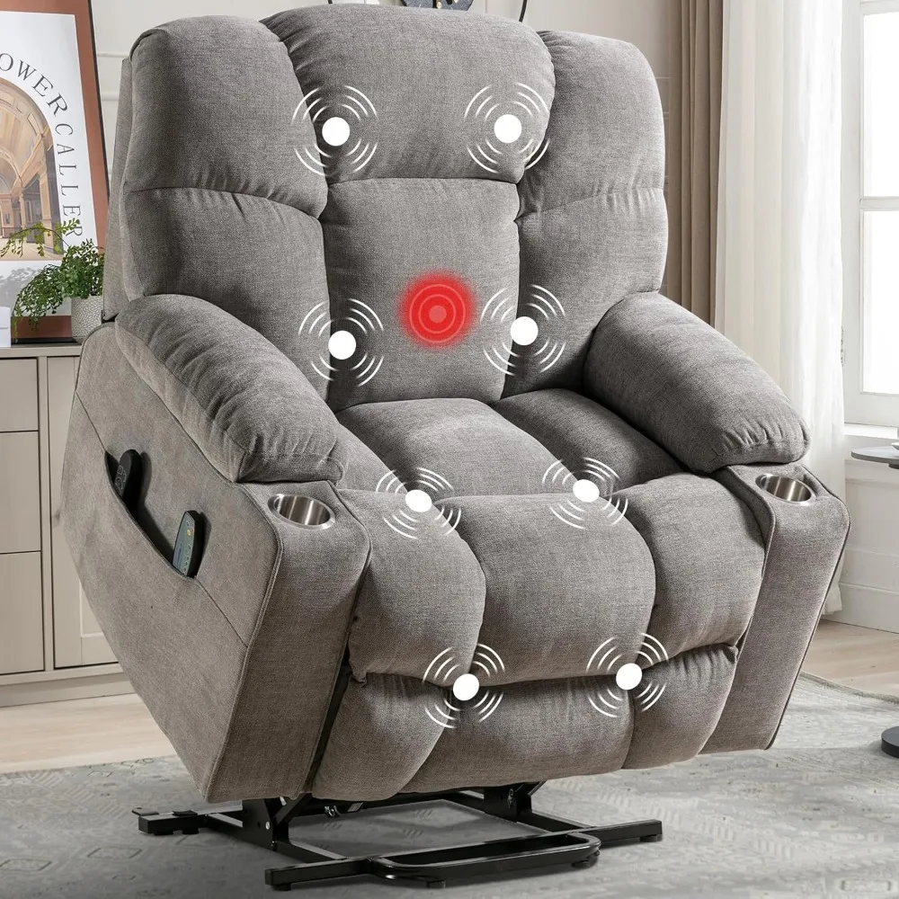 Oversized Power Lift Recliner Chair for Elderly, Big and Tall Electric Recliner Chair with Massage and Heating, Christmas Gift