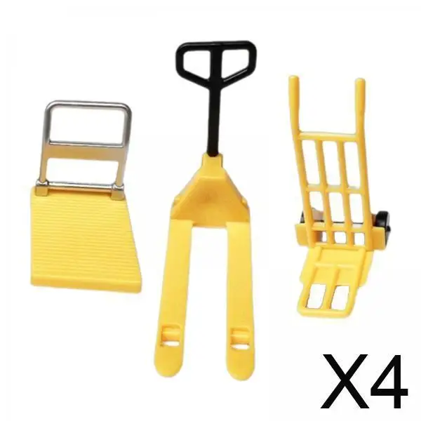 

1 12 Scale Miniature Dollhouse Moving Tools Set Forklift Pushcart Bulldozer Sandtable Props Toy Vehicle Models for Kids Playroom