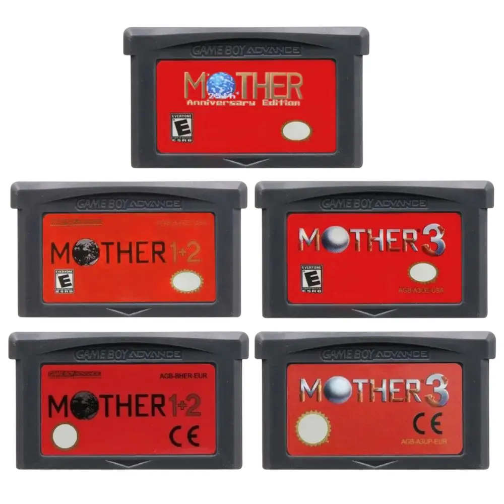 GBA Mother Series Game Cartridge 32-Bit Video Game Console Card Mother 1 2 3 USA/EUR/Version Gray Shell for GBA NDS