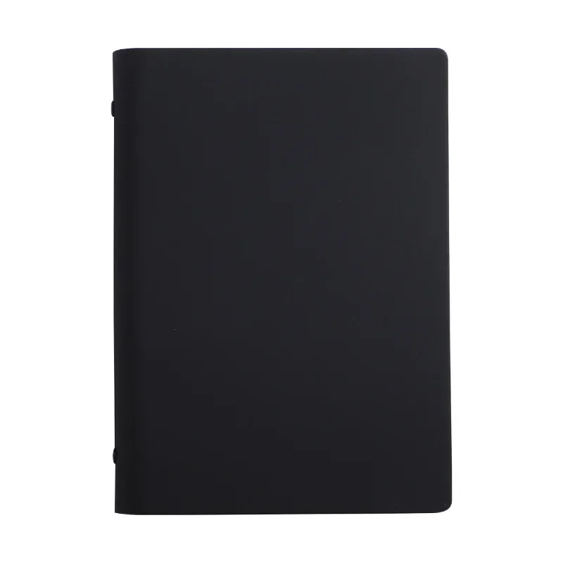 Imagem -06 - Caderno de Couro Preto Minimalista pu Folha Solta Página Interna Notepad Conta de Mão Papel de Cartão Preto Escritório de Negócios Escrita a5