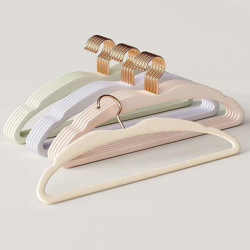 Velvet Hangers for Clothes 10PCS Large Space-saving Flocking Non-slip Plastic Flocking Coat Flocked Hanger Seamless Drying Rack