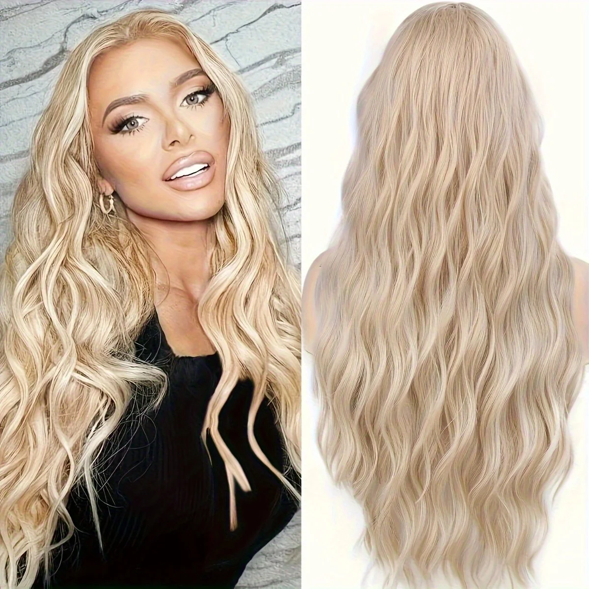 creamy-white Micro-curl Long Hair Chemical Fiber high quality Synthetic Wig | Wig Suitable for Witch Cosplay and Fashion Show We