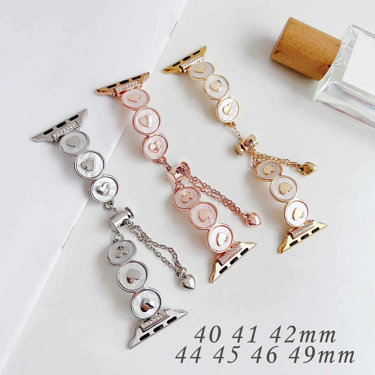 Heart Seashell Watch Strap For Apple Watch Series 10 42mm 46mm Band For iWatch 9 8 7 6 5 4 40 44 41 45 49mm Jewelry Wristband