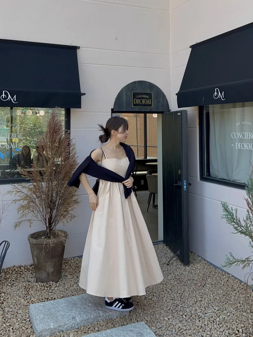 Simples chique verão strapl dr feminino doce jovem maxi saia camadas de algodão a linha saia cintura alta commute dr