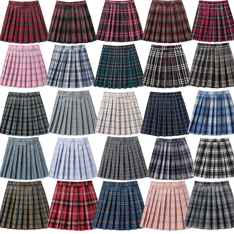 Summer Plaid Pleated Skirt With Korean Jk Skirt Uniform Japanese School Preppy A Line Mini Skirts