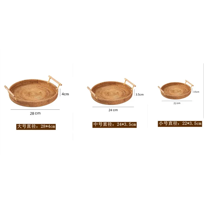 Mir de rangement en rotin tissé à la main, collation de gâteau aux fruits, rond, pique-nique, chaud, jxStorage