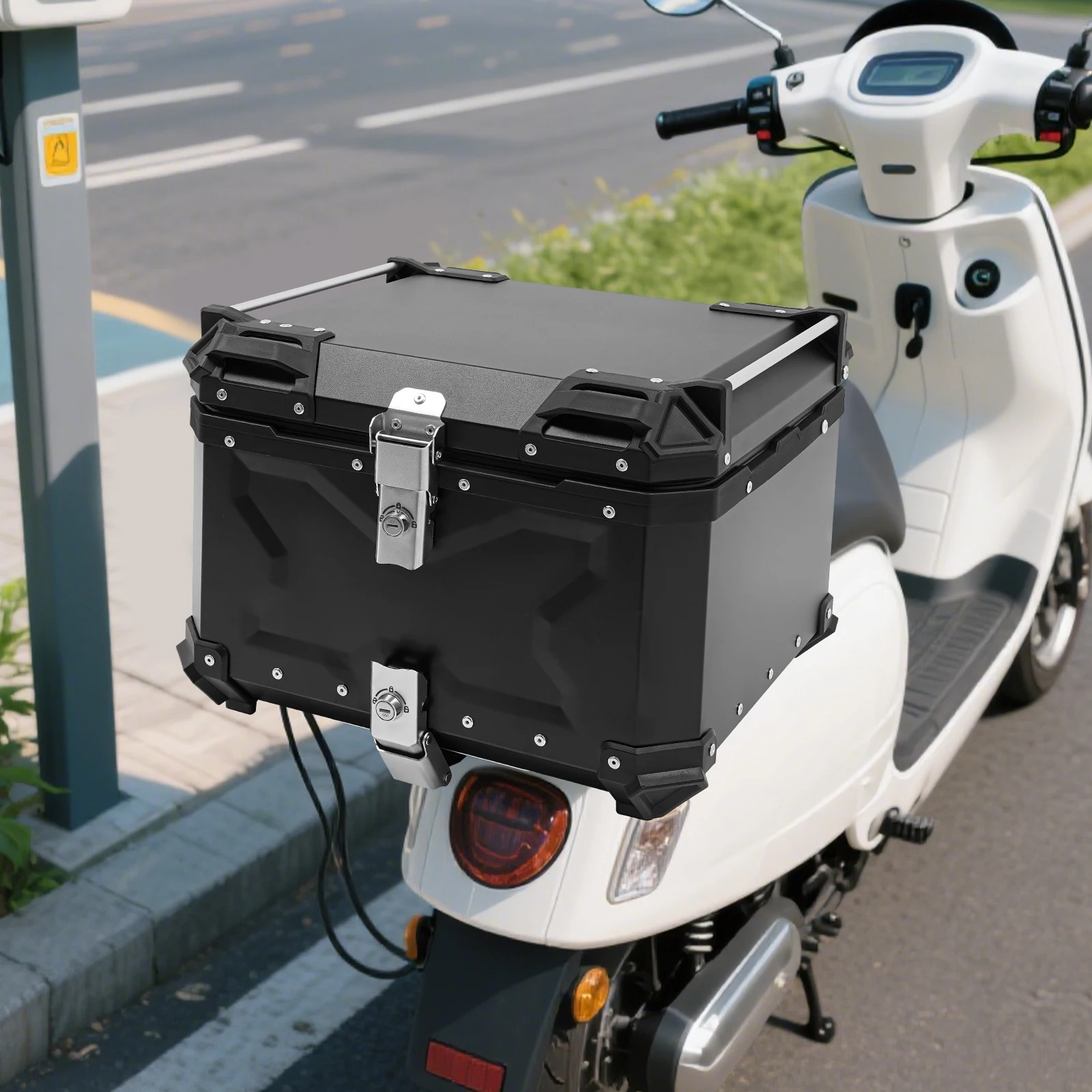 Motorbike Tail Box, Unmatched Stability Safety 14.35Gal Capacity for Storing Clothes Shoes Helmet Raincoat Glove Water Bottle