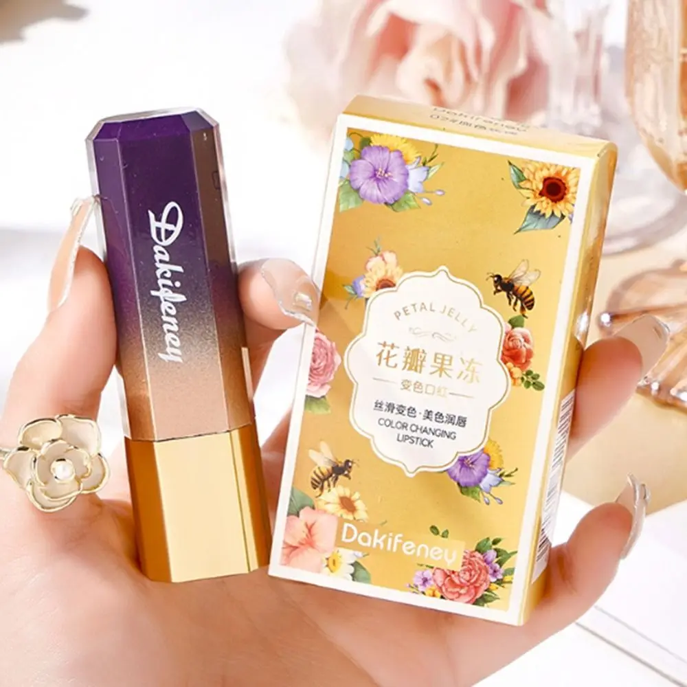 Transparante Jelly Flower Lipstick Hydraterende Verzorgende Lippenbalsem Temperatuur Kleurverandering Anti-kleefbeker Gouden Folie Lipstick