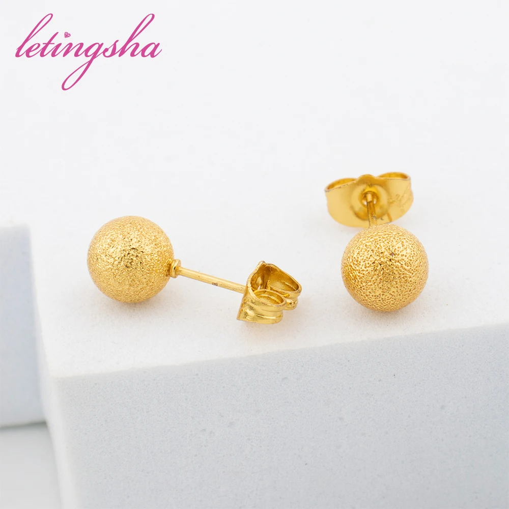 Dubai Gold Color Small Beads Necklace Earrings Set Women Copper 18K Gold Plated Jewelry Trend Fashion Wedding Jewelry Party Gift