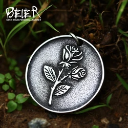 Beier 2022 New Fashion Stainless Steel Rose Flower Pendant Five-pointed Star Round Shape For Men Women Trendy Jewelry