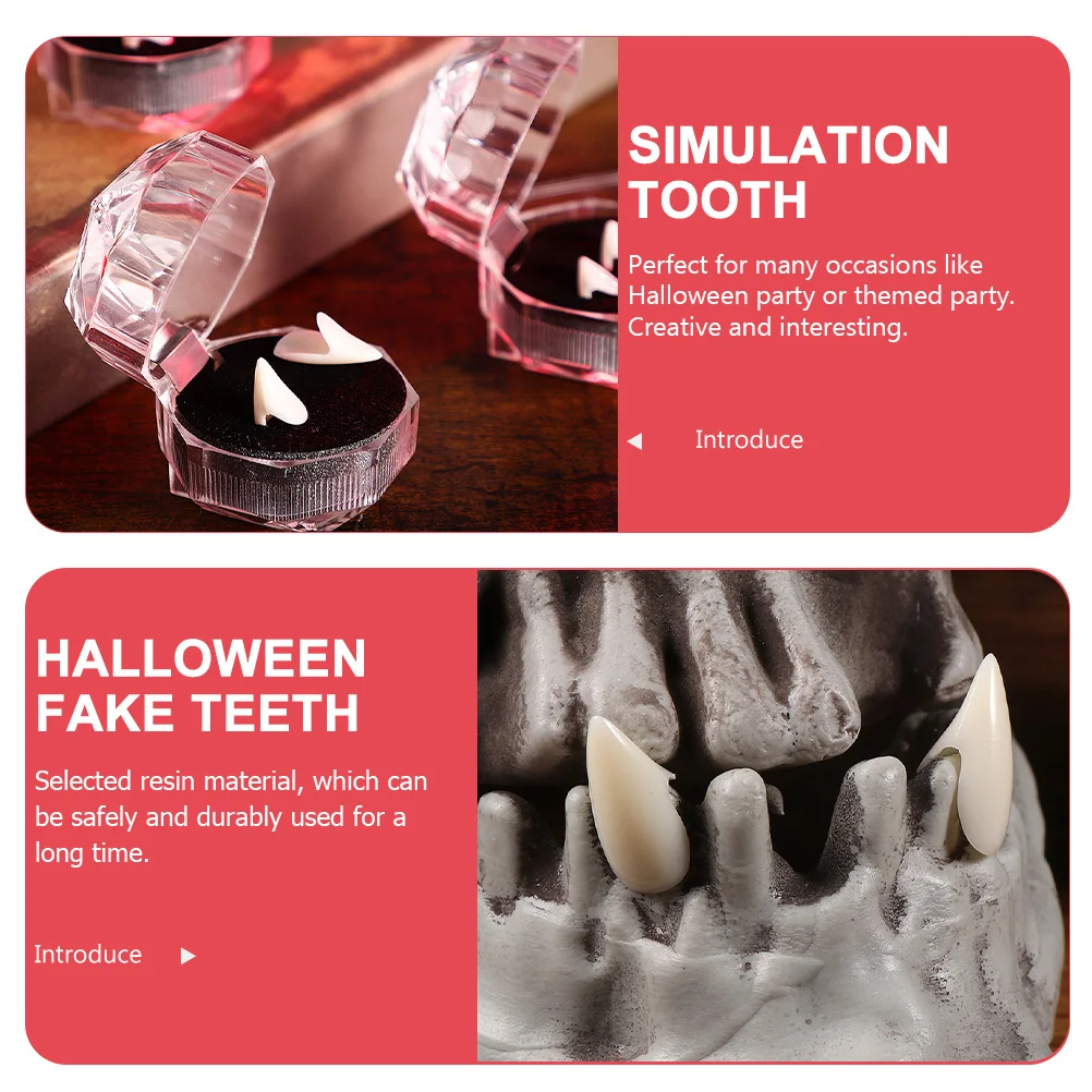 

9Pairs Resin Vampires Teeth Halloween Fake Teeth Decorative Cosplay Props Horror Party Dentures Cosplay Props Simulation Tooth
