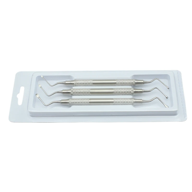 3pcs/set Dental Curette Scaler Jagged Curettes Dental Scaler Bone Curette Implant Stainless Steel dental Tools