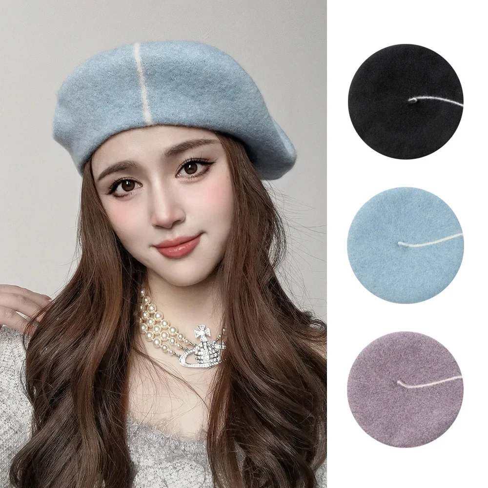 USPOP New Autumn Winter Fashion Casual Line 100% Australian Wool Beret Large Size Ladies Warm Beret Hat