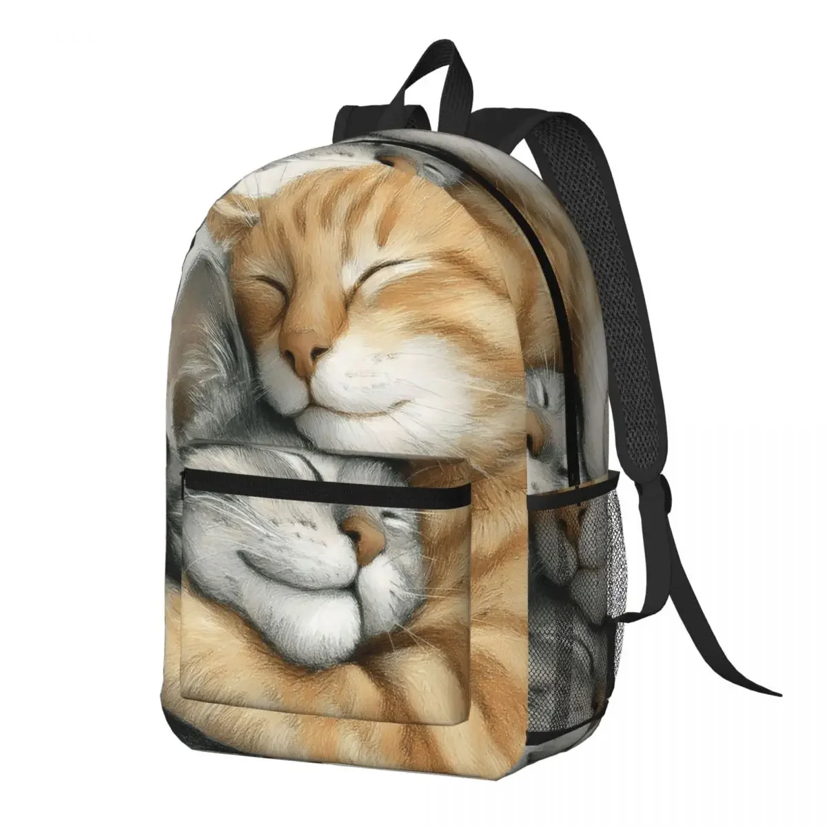 Ginger Tabby And Grey British Kitten Cat Hug Backpack Daypack Big Capacity Children BookBag School Bag Shoulder Bags for Unisex