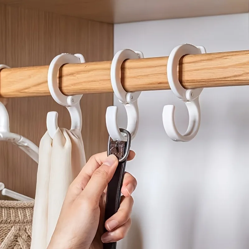 40pcs White Plastic S-Shaped Hooks, Windproof Space-Saving Hangers for Closet, Kitchen & Bathroom, No-Drill Installation,