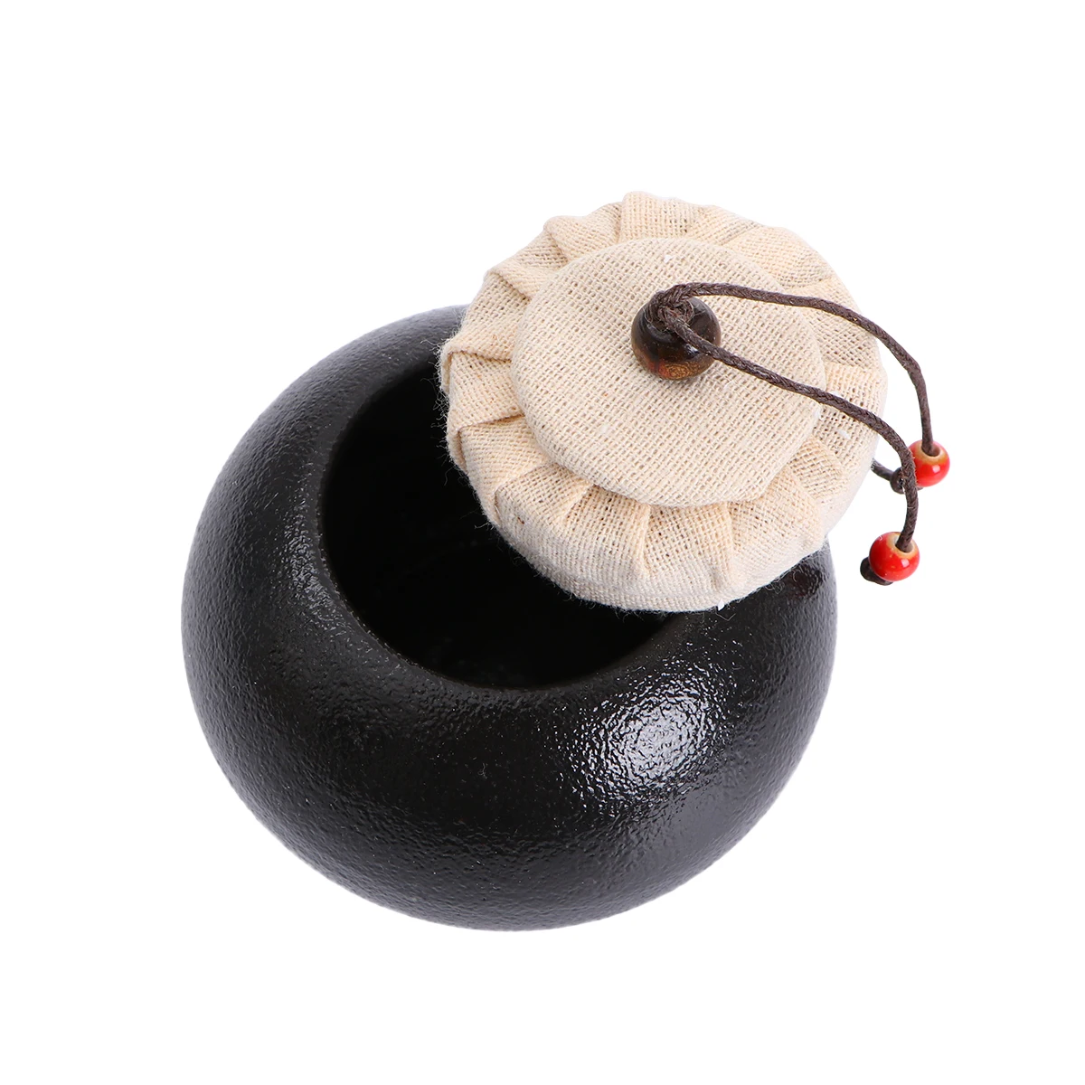 

Black Chinese Style Round Pottery Tea Jar Moistureproof Food Storage Container For Sugar Salt Candy Coffee Loose Tea