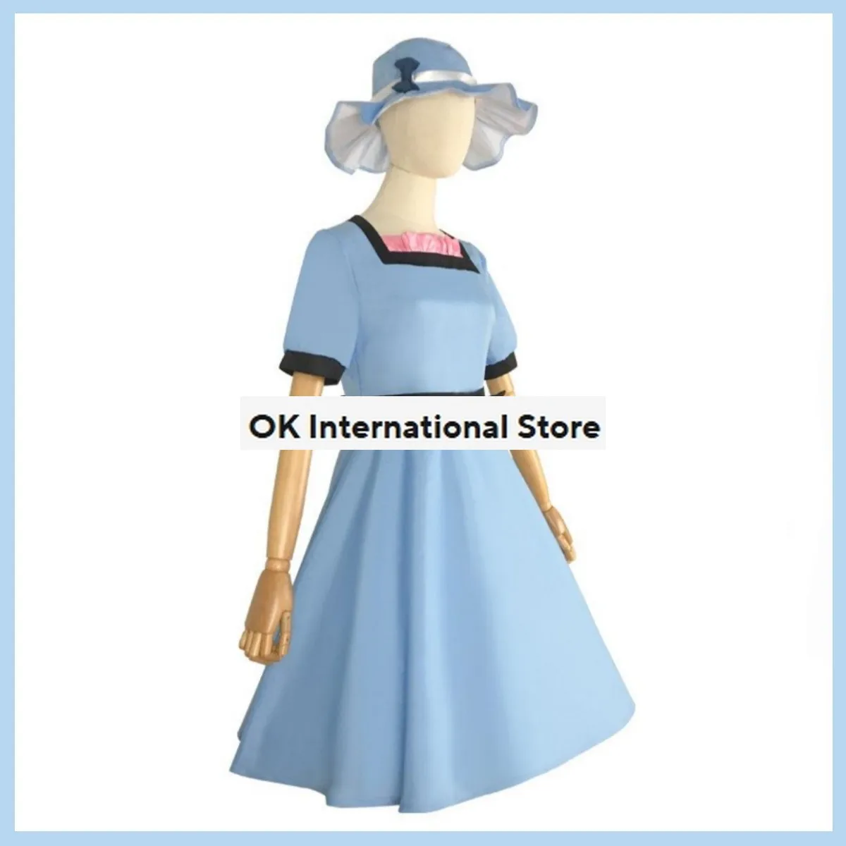 Anime Game Steins Gate Shiina Mayuri Costume Cosplay Blue Dress Princess Dress Hat Adult Woman Lovely Kawaii Carnival Suit