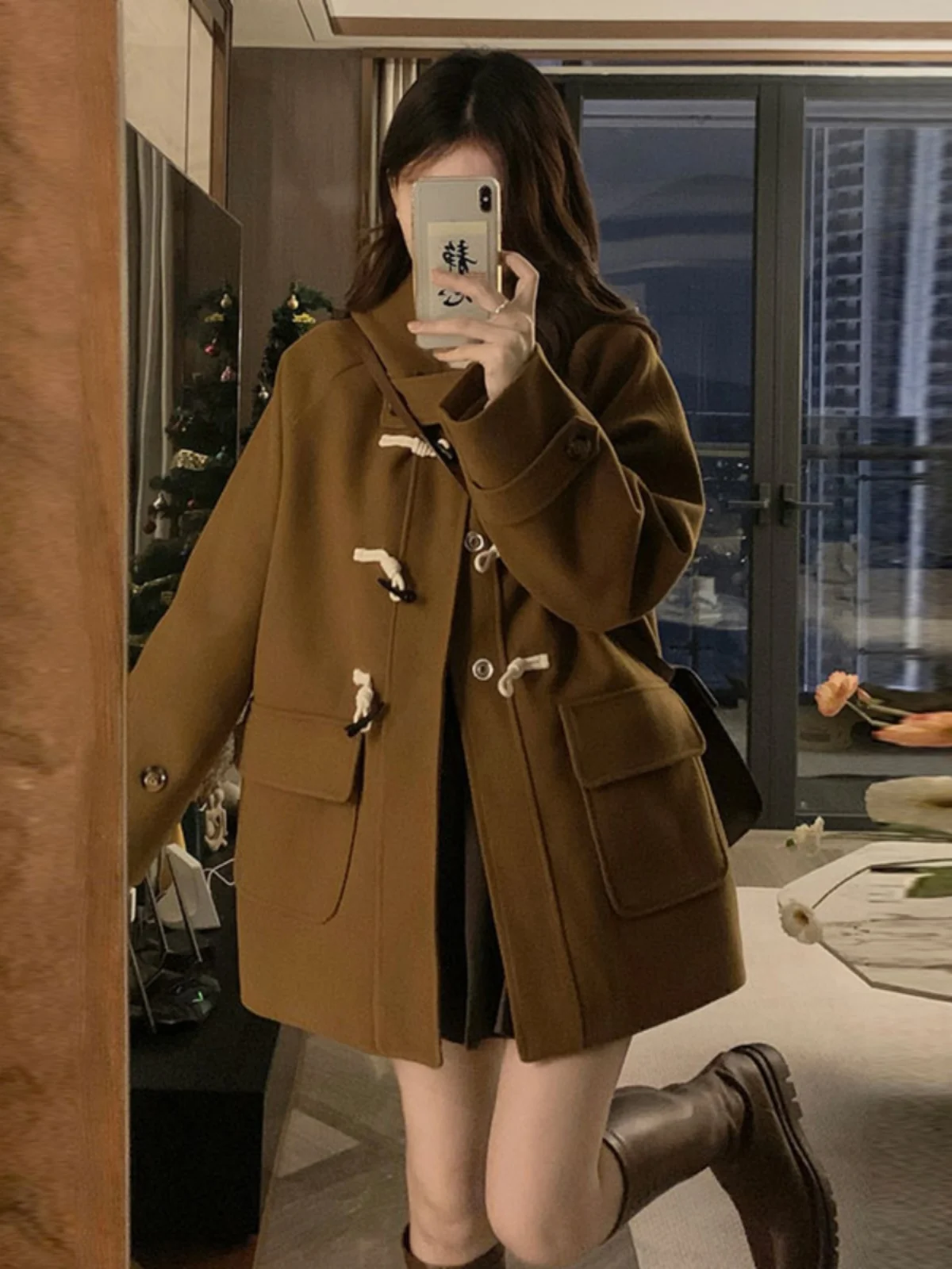 

Элегантное шерстяное пальто в корейском стиле Хепберн, средней длины, на пуговицах, для невысоких женщин, весенняя новинка