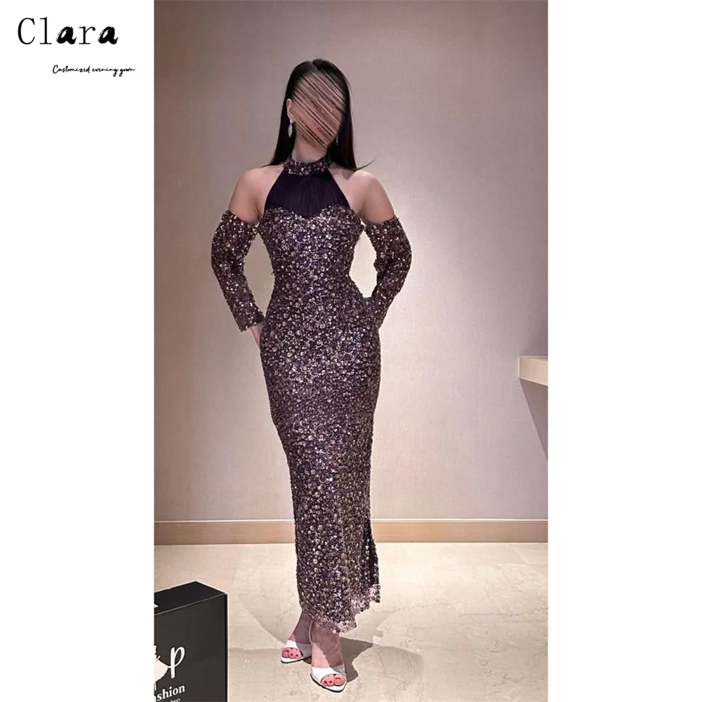 

Clara Custom Fishtail Purple Shiny Off-shoulder Luxurious Women's Evening Dresses Woman Elegant Party Dresses 2026 Formal Dress