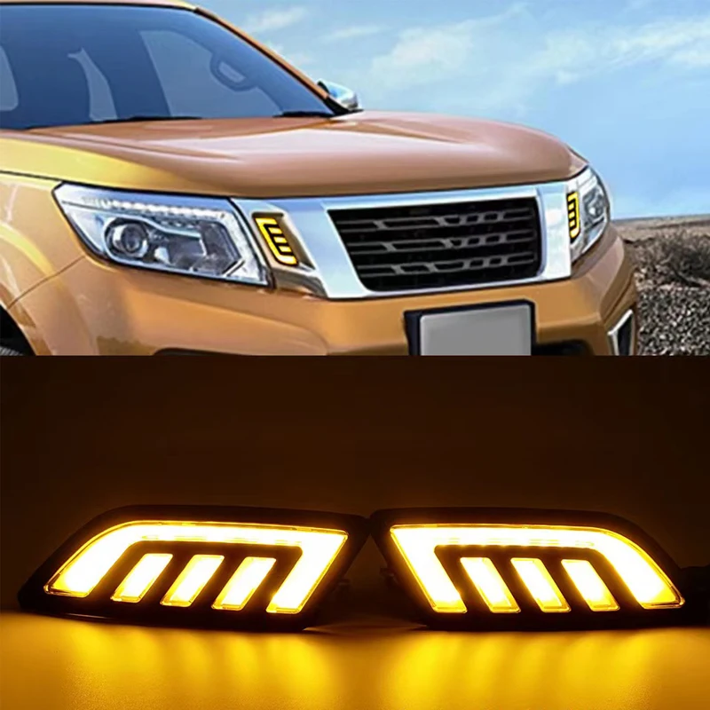 

1Set For Nissan NAVARA NP300 D23 2015 2016 2017 2018 2019 DRL Daytime Running Lights mask grille LED lamp with turning signal