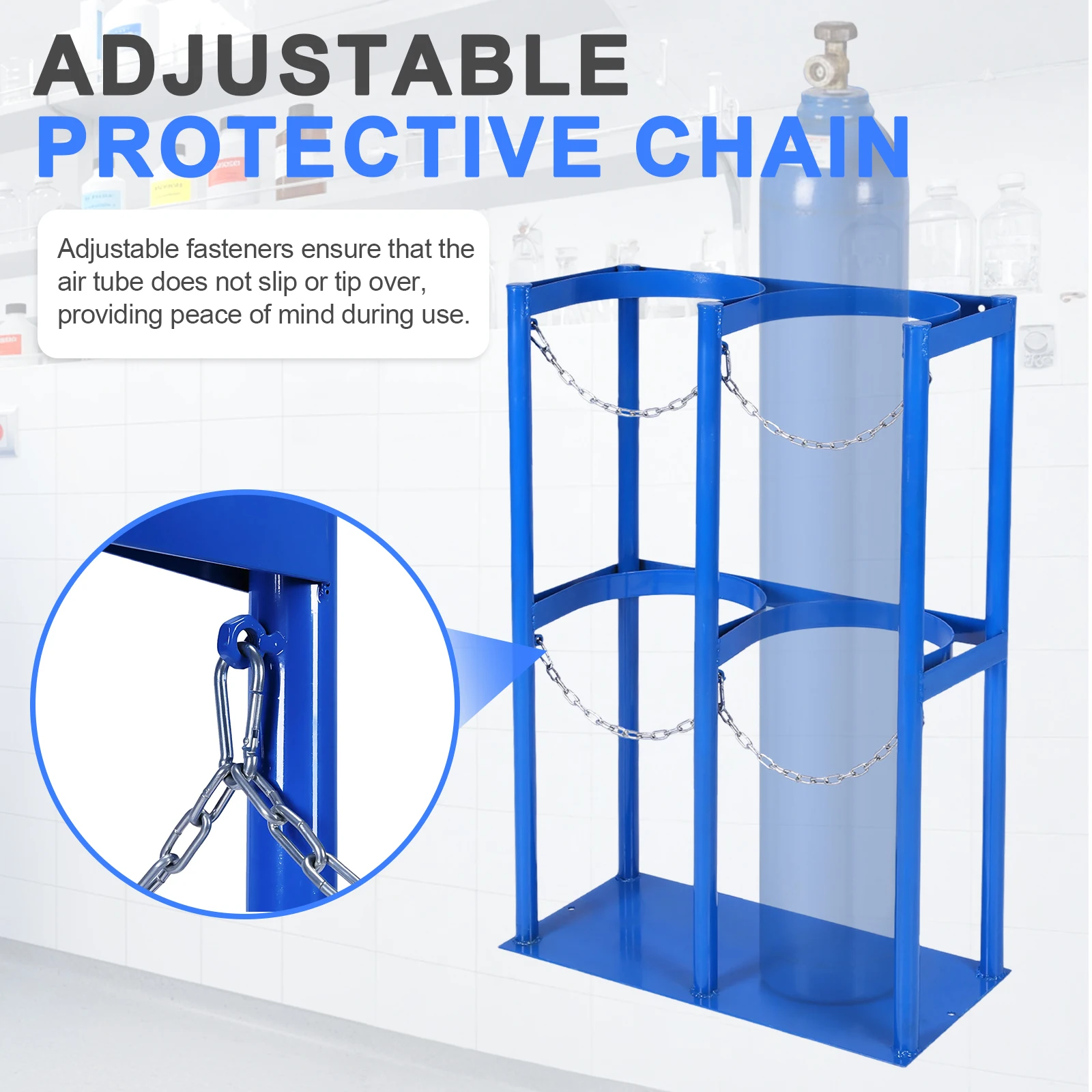 

40L Gas Cylinder Holder Stand Oxygen Storage Rack Organizer (Double Compartment)