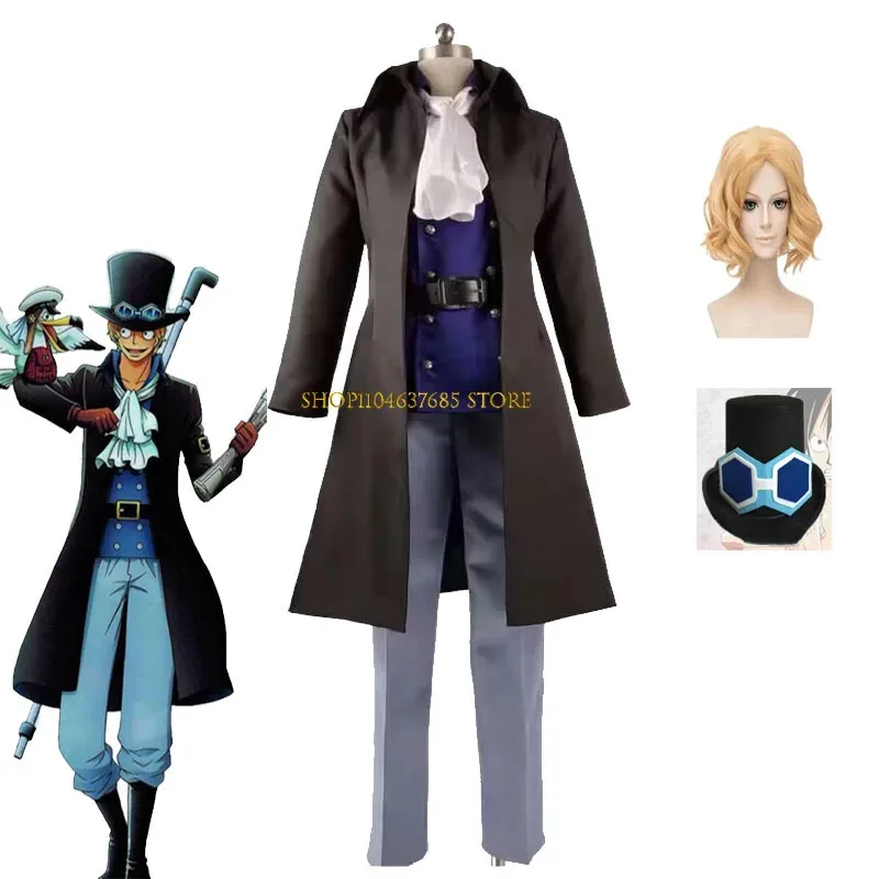 

Sabo Cosplay Uniform Costume Halloween Cosplay Costume Full Set Windbreak Shirt Pants Wigs For Man Suit