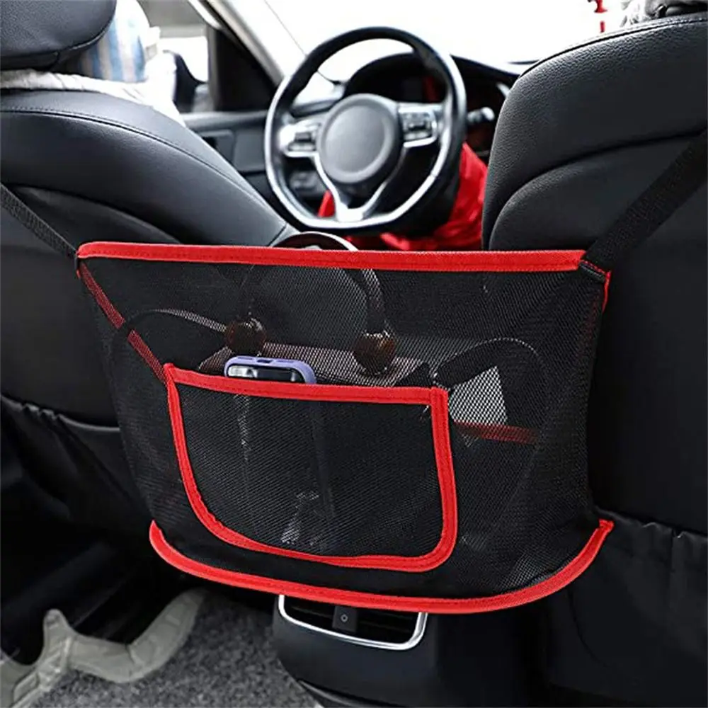 Large Capacity Car Seat Net Pocket Handbag Purse Holder Interior Accessory Storage Bag Between Seats Universal Car Accessories