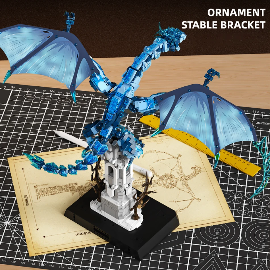 MOC القرون الوسطى الجليد التنين الشتاء القلعة برج عرض الشارع اللبنات الأسطورية تحلق التنين الجمعية الطوب لعب الاطفال الهدايا #2