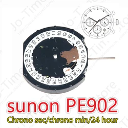 PE902 Movement Sunon PE90 Movement Watch Ligne Quartz Movement Three Hands With 3eyes ＆Date Small Chrono Second ＆ Minute,24hour