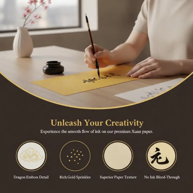 100Pcs Handwriteable Taoist Yellow Talisman Paper Dragon Auspicious Cloud Pattern for Traditional Taoist Ritual Prayer