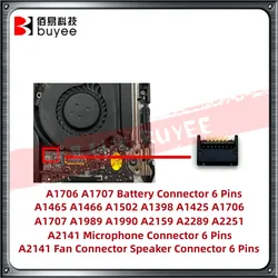 A1706 A1707 Battery Connector 6Pins A1465 A1466 A1502 A1398 A1425 A1706 A1707 A1989 A1990 A2159 A2289 A2251 Microphone Connector