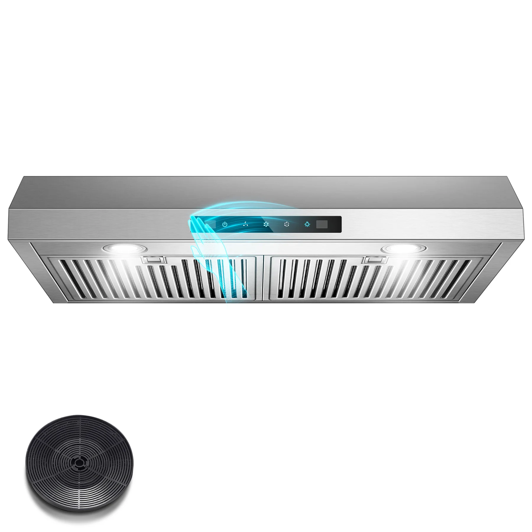 Range Hood 30 Inch Under Cabinet, 800 Stainless Steel Range Hood with Gesture and Touch Control,3 Fan Speed