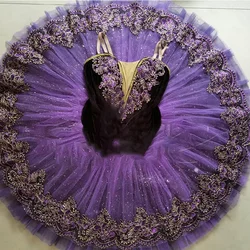 Pancake Tutu Performance Dress Swan Lake Dance Costumes Professional Ballet Tutu Kids Girls Women Dark Purple Sleeping Beauty