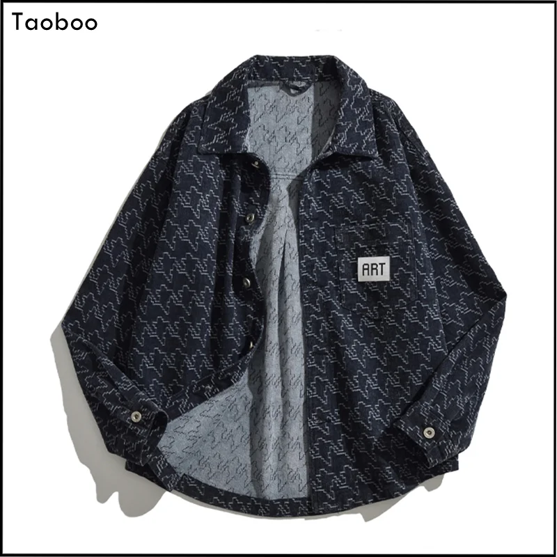 TaobooSpring & Fall-Chemises de style punk High Street pour hommes, col rabattu vintage, manches longues, streetwear décontracté, vêtements pour hommes, 2024