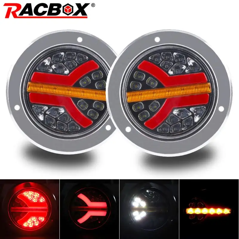 4 inch Round LED Tail Brake Light Turn Signal Lamp 12V 24V Warning Reverse Lamp For Car Truck Trailer Tractor Pickup ATV RV Bus