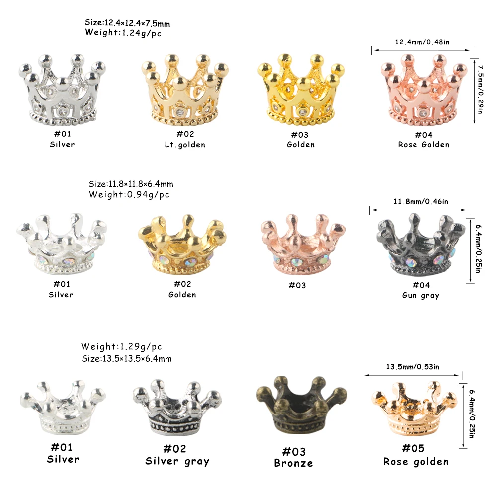 

30pcs Alloy With Drill Small Crown Embellishment Pad For Jewelry Making Necklace Bracelet Keychain Pen Etc Handmade Accessori