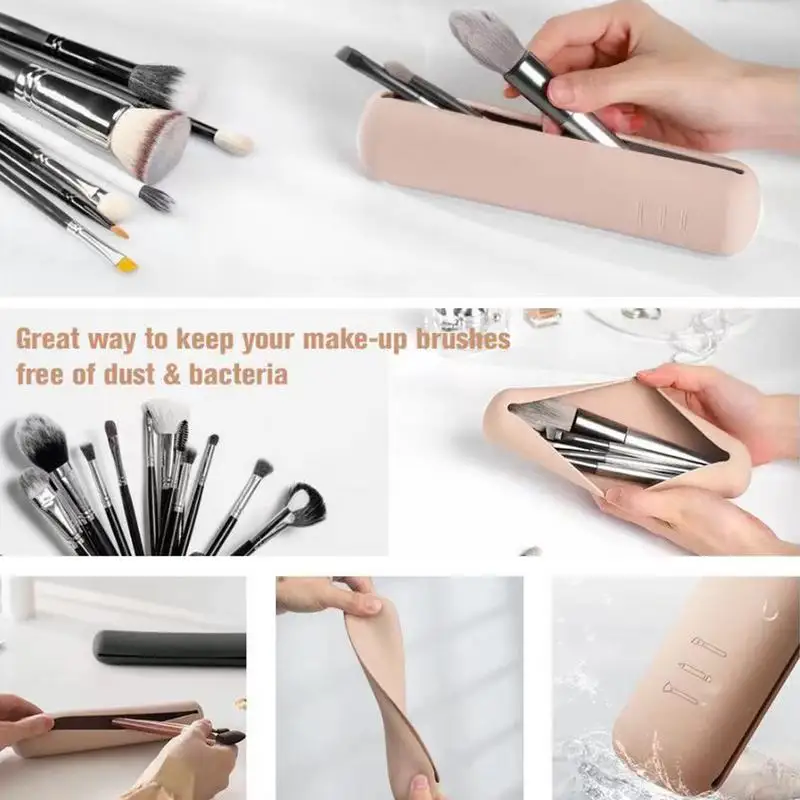Suporte de escova na moda da composição do curso, material do silicone portátil para se preparar, viajando, organizadores cosméticos da composição do caso