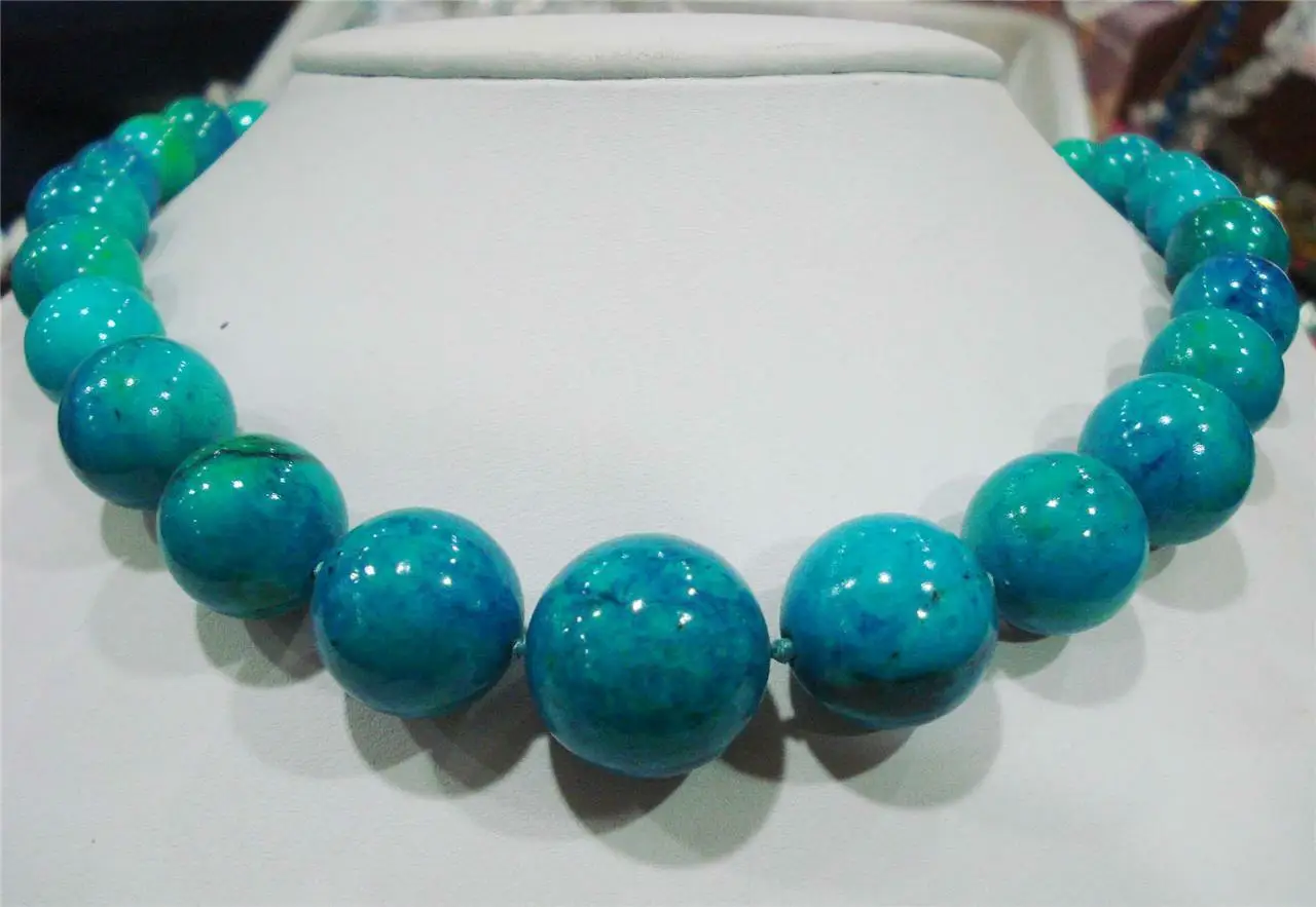 

stunning big 10-20mm blue crude turquoise bead necklace