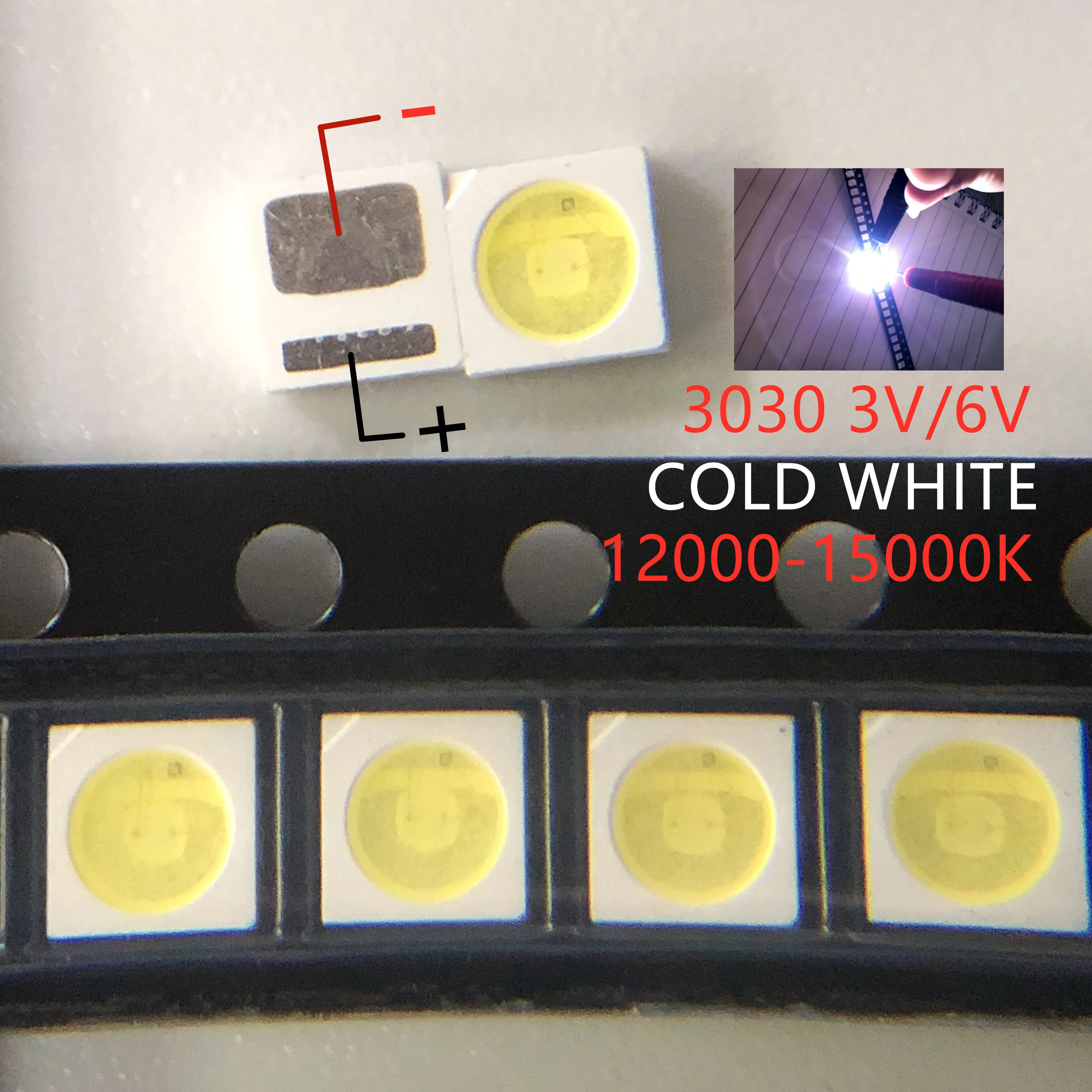 100PCS LED Backlight High Power LED 1.8W 3030 6V 3V Cool white 150-187LM PT30W45 V1 TV Application 3030 smd EVERLIGHT