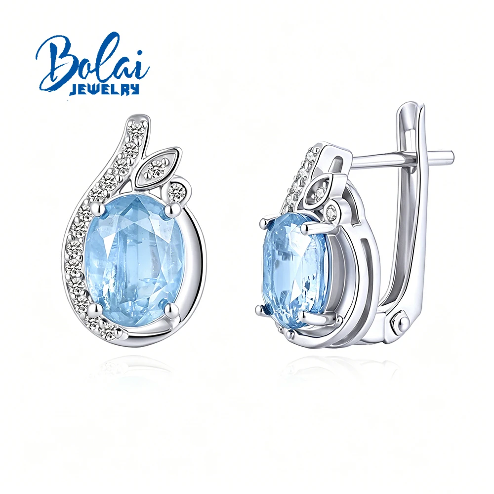 925 sterling silver with natural brazil sky blue topaz earrings gems fine jewelry for women wife birthday party gift