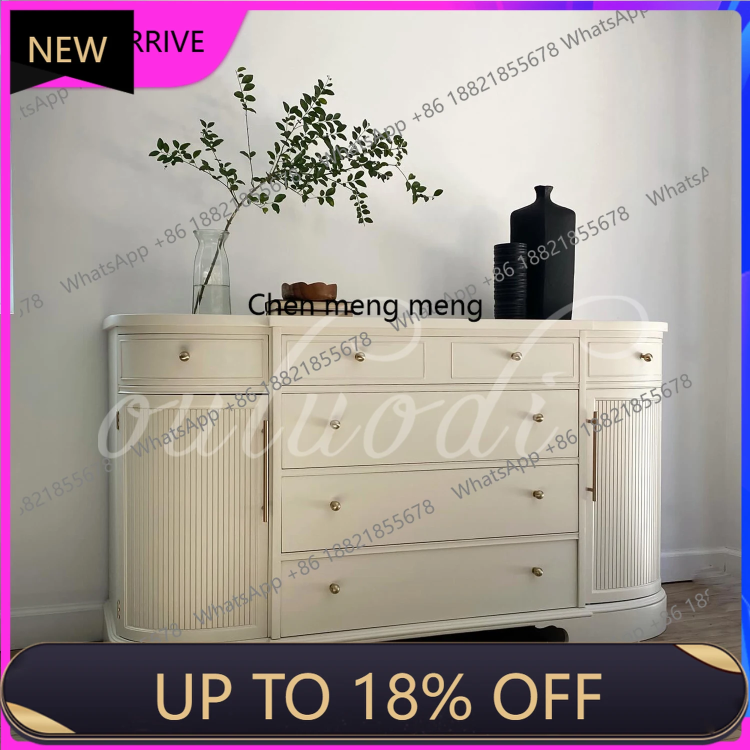 

C88 American solid wood chest of drawers French chest of drawers against the wall Bedside storage cabinet Living room
