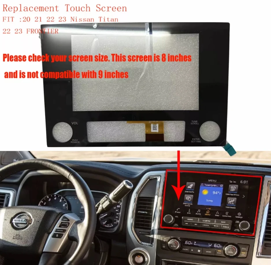 Touch Screen Replacement Display 2020-23 For Nissan Titan FRONTIER OEM Multi Media 2591A9FY1E, 2591A-9FY1E, 2591A9FY0D, 2591A-9F