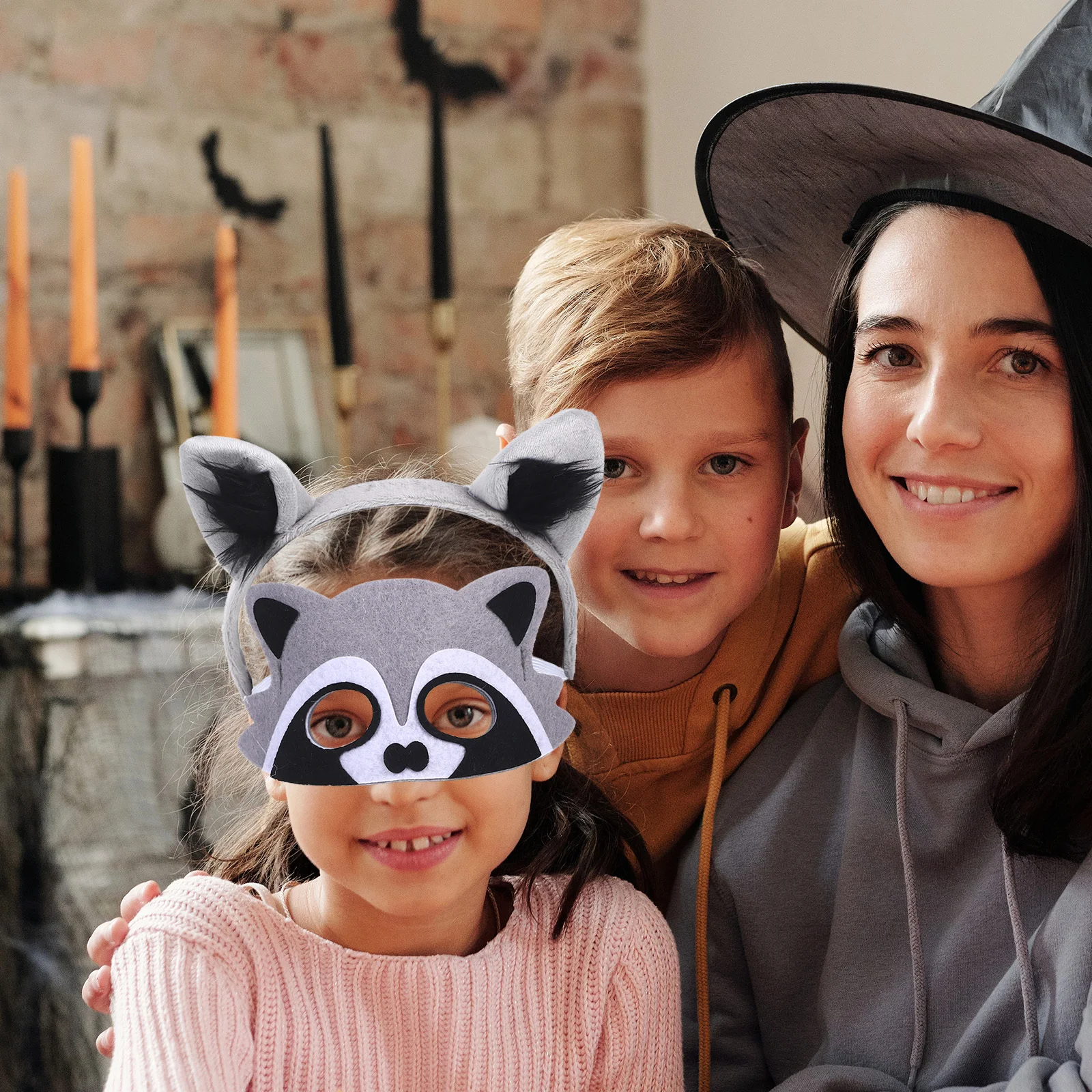 1 Set Waschbär-Cosplay-Requisiten Tierkostüm-Zubehör Ohren-Stirnband Maske Schwanz Festival-Party Halloween-Kopfschmuck