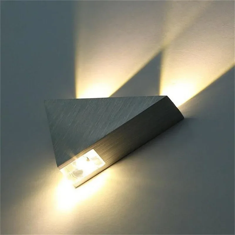 Imagem -03 - Alumínio Corpo Triângulo Parede Luzes para Quarto Aplique Led ao ar Livre Lâmpadas de Parede Modernas Luminária para Casa 3w