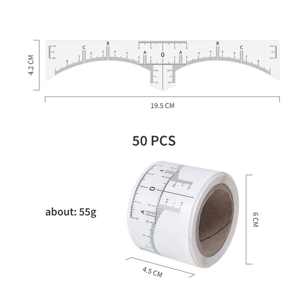 1 rol wenkbrauw meetliniaal sticker wit wegwerp zelfklevende wenkbrauwgids symmetrische wenkbrauwen make-up accessoire gereedschap tattoo lichaam