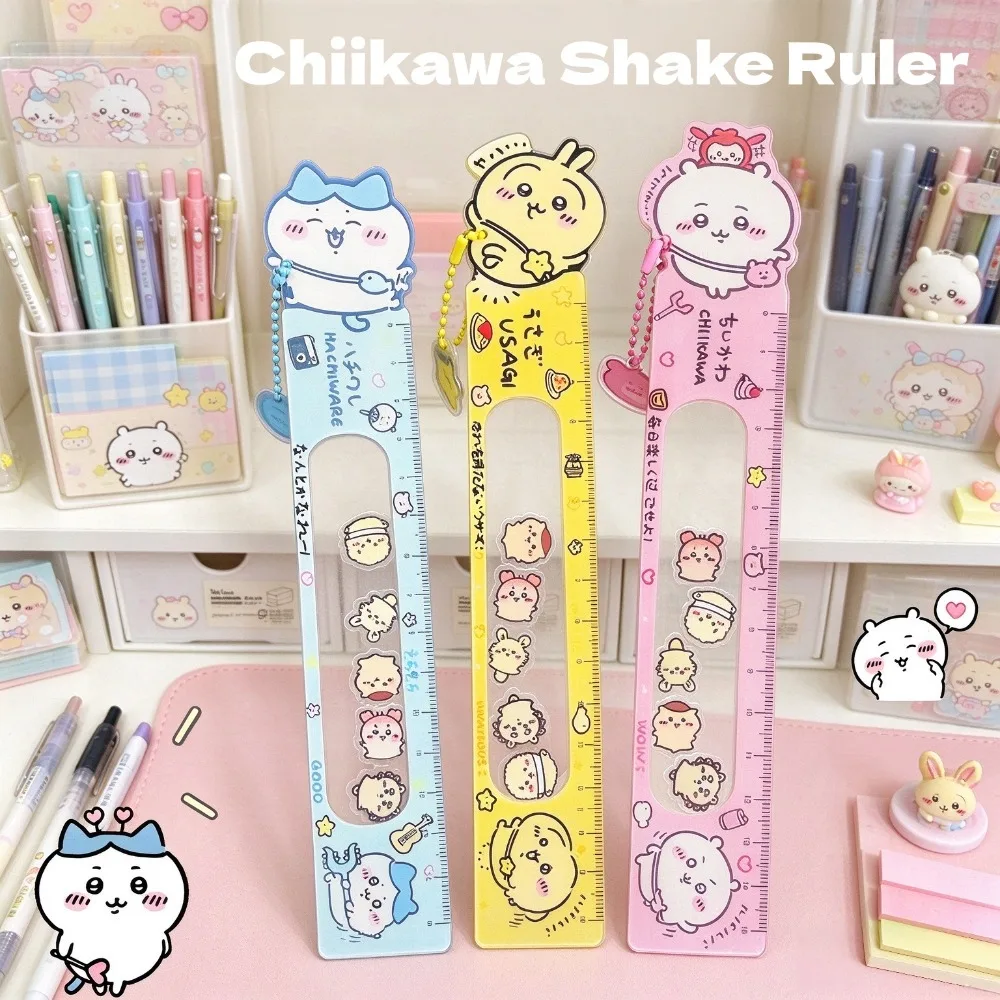 Sliding Ruler with kawaii Anime Pendant, 15cm Clear Acrylic Straight Ruler for Journaling, Drawing, Sketching, School Supplies