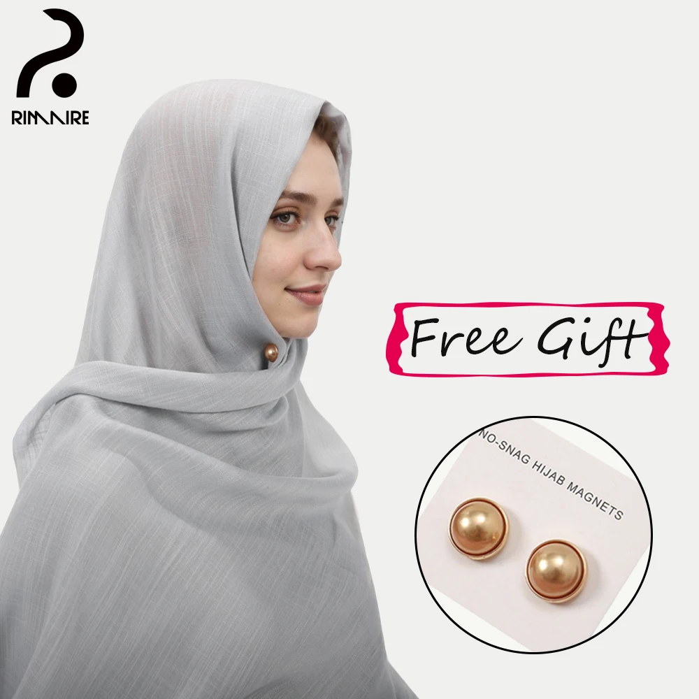 RIMAIRE Cotton Voile Muslim Hijabs with hijab Magnet Fashion Breathable Turban Classic Hijab Accessories Ladies Headscarves Wrap