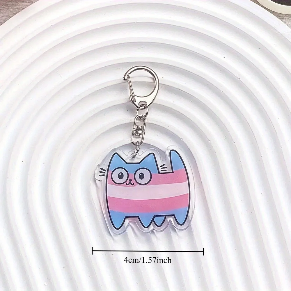Colorful Cat Acrylic Car Keychain Accessory Pendant Cute Cartoon Backpack Key Ring Gift for Friends